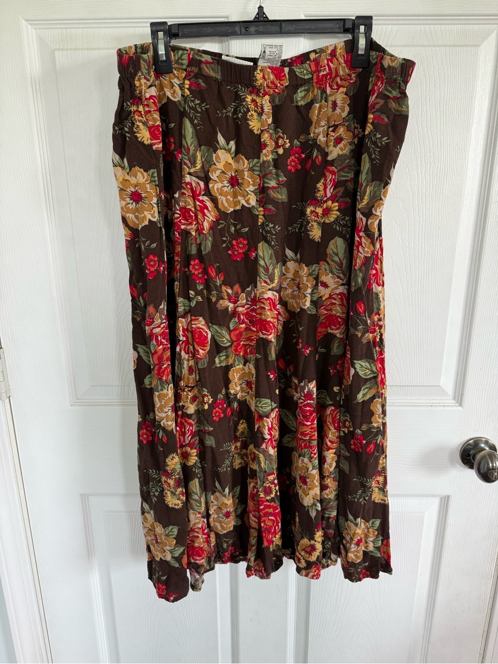 Vintage White Stag 2X Brown Floral Maxi Skirt Boho Cottagecore Fall Grunge